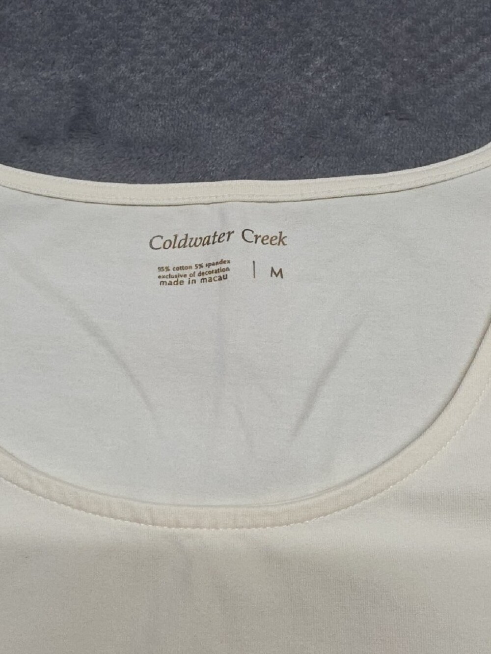 Coldwater Creek Cream Lace-Trim Scoop Tank Sz Med - Picture 2 of 6